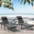 xrboomlife Patio Chaise Lounge Set 3 Pieces Outdoor Lounge Chair with Arm Outdoor Wicker Lounge Chairs with Table Folding Chaise Lounger for Poolside Backyard Porch Red