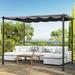 Erommy Outdoor 10 x 10 Pergola with Sun Shade Canopy on Top and Sides Aluminum Frame Black 10 x 13