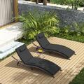 YFbiubiulife Patio Chaise Lounge Set 3 Pieces Outdoor Lounge Chair with Rattan Adjustable Backrest and for Beach Patio Sand for Poolside Backyard Porch