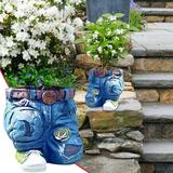 Ctnporpo Flower Pots Creative Jeans Resin Flower Pot Flower Pot Cute Flower Pot Vintage Resin Jeans Shape Garden Statue Flower Pot DIY Flower Pot for Home Yard Outdoor Decoration