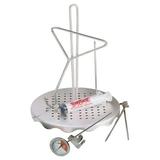 YeSayH 0835 Complete Poultry Rack Set Includes Perforated Aluminum Rack Lift Hook 2-oz Seasoning Injector 12-in Fry Thermometer and 3 Detachable Skewers