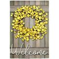 HGUAN Flag Forsythia Farmhouse Wreath Garden Burlap Flag | Spring Garden Flag 12x18 Double Sided | Welcome Garden Flags For Outside | Small garden flag House DÃ©cor for Yards Porch Gardens