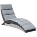 xrboomlife Patio Chaise Lounge Chairs Set Folding Outdoor Chaise Lounge Chairs Rattan Reclining Chair with Removable Light Gray Cushion Pool Lounge Chairs for Outside Garden Balcony