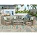 U-style Patio Furniture Set 4 Piece Outdoor Conversation Set All Weather Wicker Sectional Sofa with Ottoman and Cushions