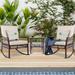 xrboomlife 3-Piece Outdoor Set Patio Conversation Chair Wicker Cushioned Patio Rocker with for Porch Garden Poolside & Deck Orange