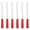 Fruit Fork Barbecue 6 Pcs Small Bbq Forks Cheese Corn Rack Outdoor Red Stainless Steel