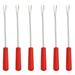 Fruit Fork Barbecue 6 Pcs Small Bbq Forks Cheese Corn Rack Outdoor Red Stainless Steel