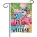 HGUAN Welcome Summer Flamingo Bird Decorative Garden Flag Beach Coastal Tropical Palm Leaves Yard Outside Home Decoration Hawaii Nautical Seasonal Outdoor Small Decor Double Sided 12 x 18