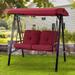 2-Seat Outdoor Patio Swing Chair Canopy Swing with Removable Cushions & Adjustable Canopy & Steel Frame for Garden Porch Balcony Backyard Red
