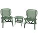 3 Piece Retro Patio Table Chair Set Conversation Bistro Set Hollow Design Widened Seat Lounge Chairs Coffee Table with Open Shelf