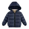 QUYUON Toddler Puffer Jacket with Hood Quilted Lightweight Hoodies Jackets Winter Warm Hooded Long Sleeve Down Coats Outerwear Windbreaker Padded Jackets Blue L