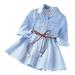 HIBRO Toddler Girls Spring And Autumn Lapel Long Sleeve Striped Dress Sundress Of Casual Shirt Dresses