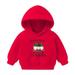 Virmaxy Christmas Toddler Baby Boys Girls Cute Hoodies Gnome Car Printed Letter Graphic Hoodies Long Sleeve Pullover Plush Sweatshirt with Robbie Cuffs For The Baby Christmas Gifts Red-B 3T