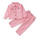 Tosmy Toddler Girl Clothing Winter Long Sleeve Solid Color Print Tops Pants 2 Piece Outfits Clothes Set Jean Fashion Cute Clothes Fashion 2023