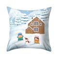 AnuirheiH Christmas Polyester Throw Pillow Covers 18 x 18 Inches Xmas Cushion Cover Case Decorations Winter Holiday Party Pillow Customized Zipper Pillowcase Decor for Sofa Bed Couch Car