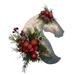 Clearance! Ongmies Wreath Horse Head Wreath Christmas Wreath Dressage Wooden Horse Head Door Hanging Spring Wall Decoration Wreath Welcome Sign Front Porch Tree Decoration Christmas Decorations B