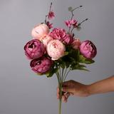 Zhuge European Style Simulated Peony Bouquet 13 Springs Flowers Artificial Silk Peony Bouquets Wedding Home Decoration Anniversary Flower Bouquets 11