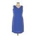 Danny & Nicole Casual Dress - Sheath V-Neck Sleeveless: Blue Print Dresses - Women's Size 12
