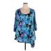 Jete Short Sleeve Top Blue Floral V Neck Tops - Women's Size 2X Plus