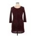 Trixxi Casual Dress - Sweater Dress: Burgundy Tweed Dresses - Women's Size X-Large