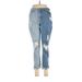 Almost Famous Jeans - High Rise Skinny Leg Boyfriend: Blue Bottoms - Women's Size 9 - Medium Wash