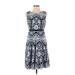 Talbots Casual Dress - A-Line: Blue Color Block Dresses - Women's Size 4 Petite