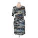 Connected Apparel Casual Dress - Sheath: Blue Print Dresses - Women's Size 16