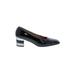 Salvatore Ferragamo Heels: Pumps Chunky Heel Work Black Print Shoes - Women's Size 9 1/2 - Almond Toe