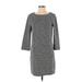 Tahari Casual Dress - Shift Crew Neck 3/4 sleeves: Gray Color Block Dresses - Women's Size Small