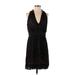 BCBGMAXAZRIA Casual Dress - Mini V Neck Sleeveless: Black Print Dresses - Women's Size Small