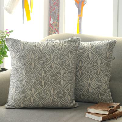 'Floral-Inspired Dot Patterned Cotton Cushion Covers (Pair)'