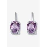 Women's 2.50 Tcw Oval Cut Genuine Amethyst And Cubic Zirconia Sterling Silver Earrings by PalmBeach Jewelry in Silver