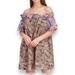 Free People Dresses | Free People All Over Print Off The Shoulder Dress Women's Size Xs Brown Purple | Color: Brown/Purple | Size: Xs