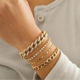 Free People Jewelry | Gold Layered Crystal Bracelets | Color: Gold | Size: Os