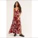 Free People Dresses | Free People Floral Lille Halter Cutout Tie Back Flowy Boho Maxi Dress Xs Nwt | Color: Red/White | Size: Xs