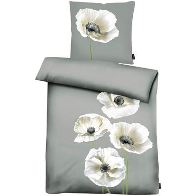 Bettwäsche APELT "Poppy Gots", grau, B/L: 135cm x 200cm, , Mako-Satin, B/L: 80cm x 80cm, Mako-Satin, Obermaterial: 100% Baumwolle, Bettwäsche, Bio-Baumwolle, Pflegeliecht Image
