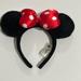 Disney Accessories | Disney Parks Minnie Mouse Plush Ears Headband | Color: Black/Red | Size: Os