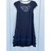 Jessica Simpson Dresses | Jessica Simpson Navy Blue Lace Dress, Cap Sleeves, Pleated Ruffle Bottom, Sz 6 | Color: Blue | Size: 6