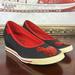 Disney Shoes | Disney's Mickey Mouse Women's Wedge Shoes Size 7 Black Red Sequins Slip Ons | Color: Black/Red | Size: 7