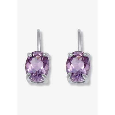 Women's 2.50 Tcw Oval Cut Genuine Amethyst And Cubic Zirconia Sterling Silver Earrings by PalmBeach Jewelry in Silver