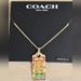 Coach Jewelry | Coach Quilted Signature C Dog Tag Pendant Necklace Gold Tone Rainbow Coach $95 | Color: Gold | Size: Os
