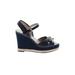 Joan & David Wedges: Blue Solid Shoes - Women's Size 7 1/2 - Open Toe