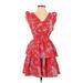 Betsey Johnson Casual Dress: Red Floral Motif Dresses - Women's Size X-Small