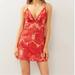 Free People Dresses | Embroidered Tapestry V Neck Low Cut Boho Peasant Hipster Hippie Mini Dress | Color: Red | Size: 12