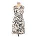 J.Crew Factory Store Casual Dress - Mini Crew Neck Sleeveless: Ivory Print Dresses - Women's Size 2
