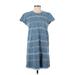 Lucky Brand Casual Dress - Shift Crew Neck Short sleeves: Blue Dresses - Women's Size Small