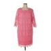 J Howard Cocktail Dress - Shift Scoop Neck 3/4 sleeves: Pink Solid Dresses - Women's Size 20