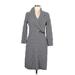 Calvin Klein Casual Dress - Sweater Dress: Gray Chevron/Herringbone Dresses - Women's Size Medium