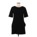 Michael Stars Casual Dress - Mini Crew Neck Short sleeves: Black Solid Dresses - Women's Size Medium