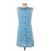 larke Casual Dress - Shift High Neck Sleeveless: Blue Dresses - Women's Size X-Small Petite